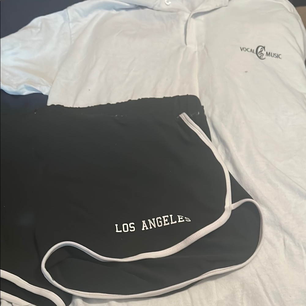 White Hoodie and Black Shorts Set